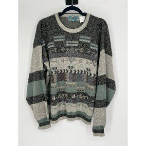 Vintage Wood Land Trail  Knit Sweater Pullover Grandpa Dad Size Large